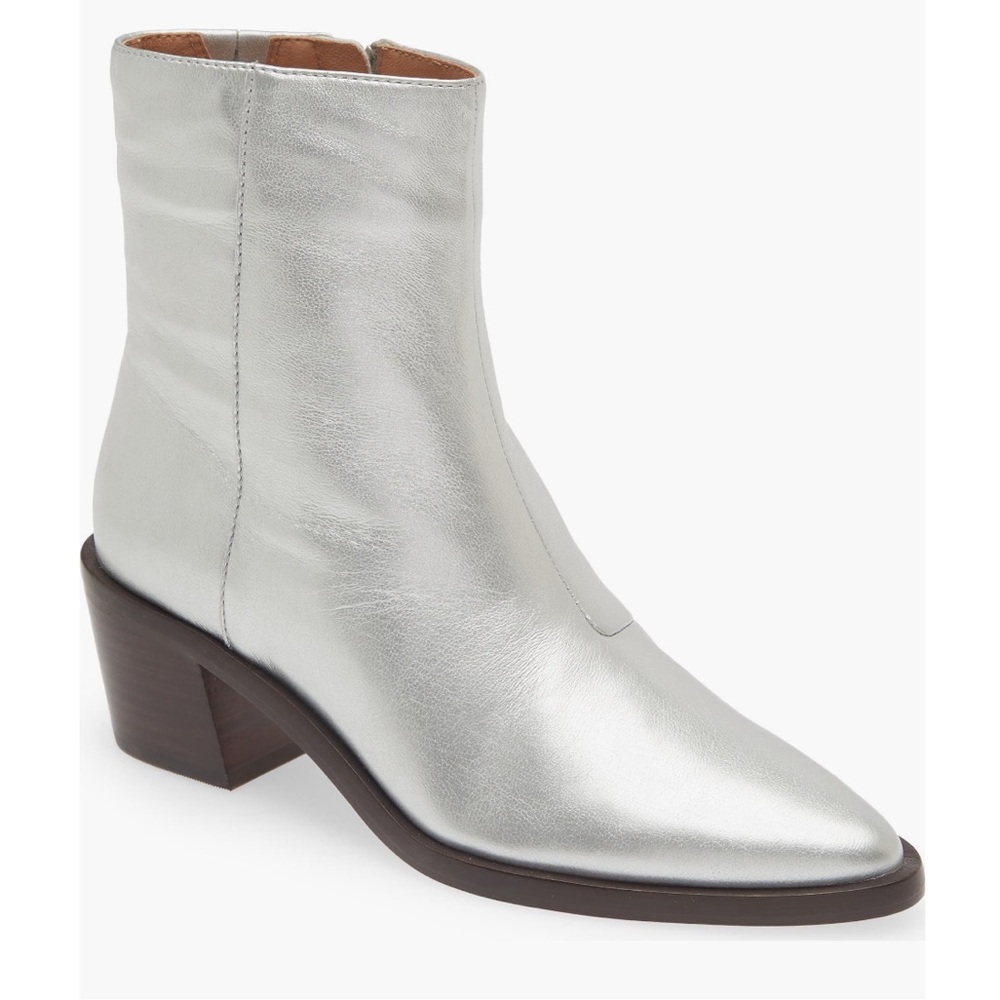 Madewell The Darcy Ankle Boot Leather Silver sz 7